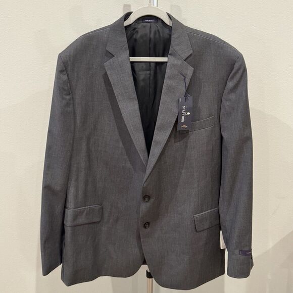 NWT Stafford Men's‎ 52R Classic Fit Gray Wool Blazer Jacket Sport Coat 2 Button - Picture 1 of 15